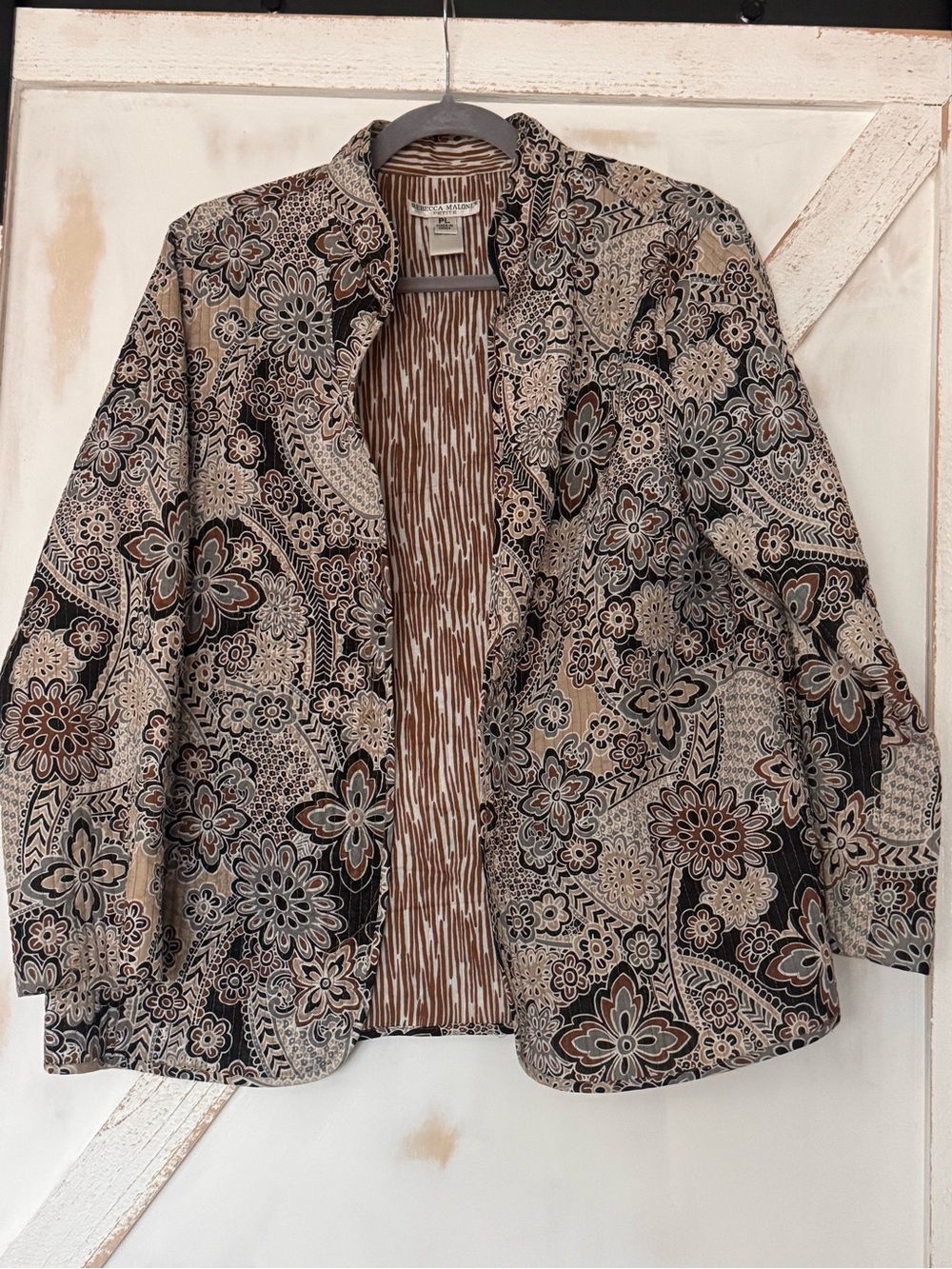 Rebecca Malone Women's Floral Quilted Style Open Jacket